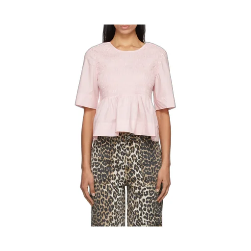 Cotton Poplin Open Back Smock Blouse