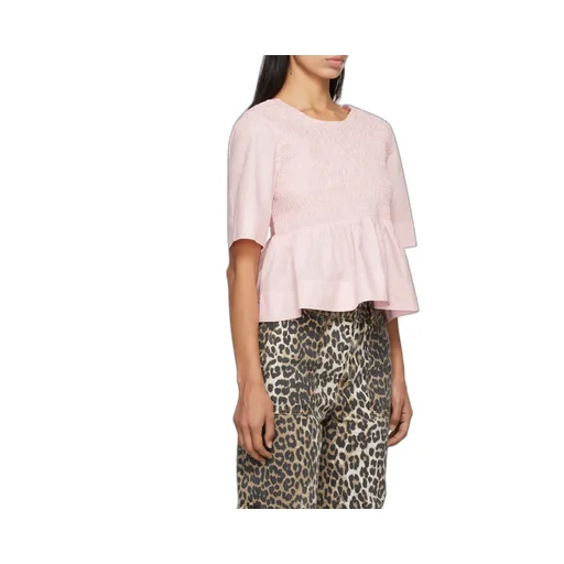 Cotton Poplin Open Back Smock Blouse