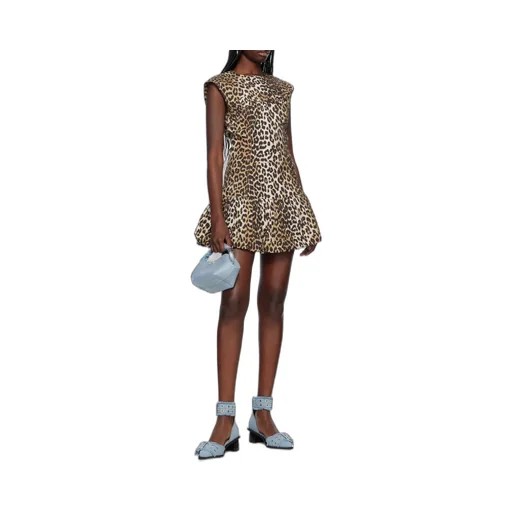 Leopard Printed Peplum Hem Mini Dress
