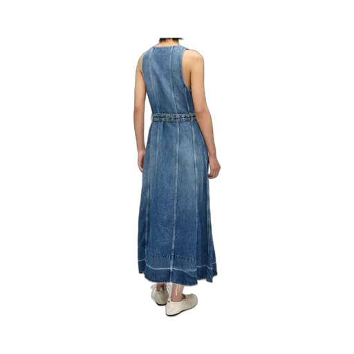 Light Denim Belt Midi Dress