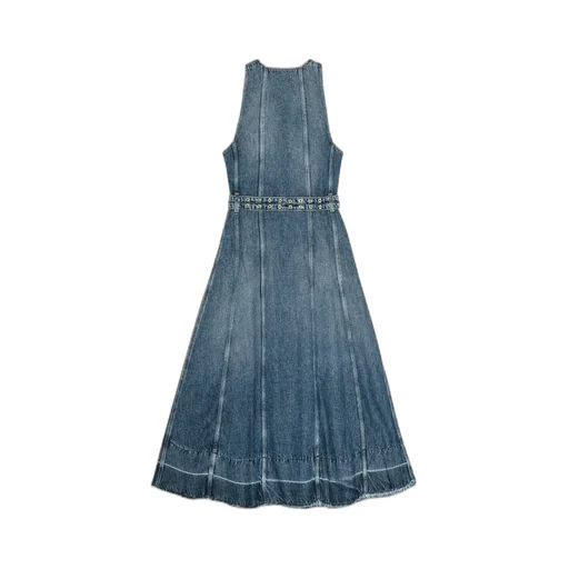 Light Denim Belt Midi Dress