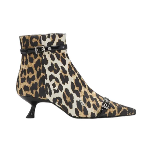 Leopard Print Pointed-Toe Ankle Boots