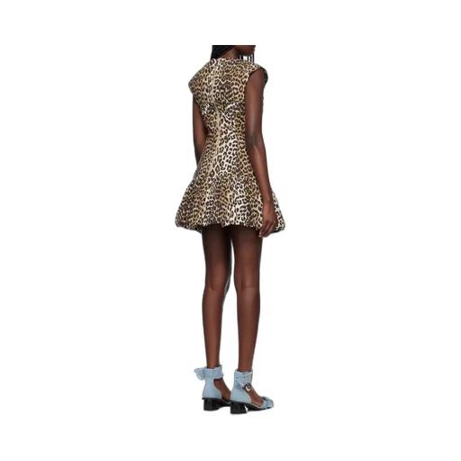 Leopard Printed Peplum Hem Mini Dress