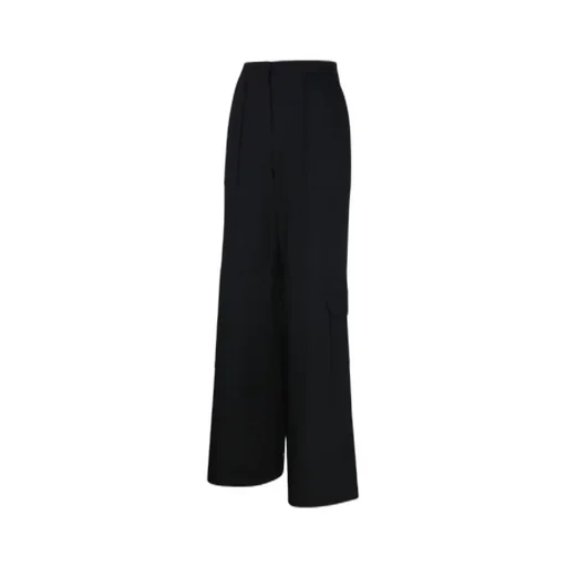 Black Twill Suiting Cargo Trousers