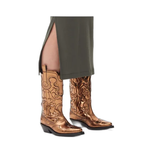 Cubsan Heel Metallic-Effect Western Boots
