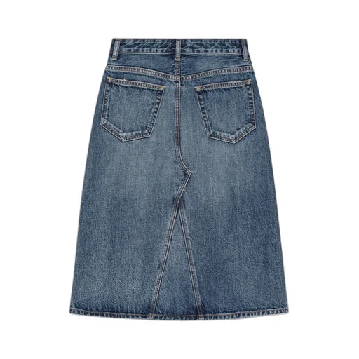 Heavy Washed Denim Midi Skirt