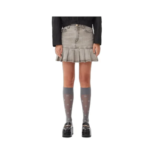 Future Denim Pleated Mini Skirt