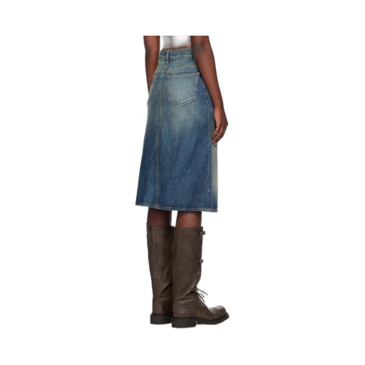 Heavy Washed Denim Midi Skirt