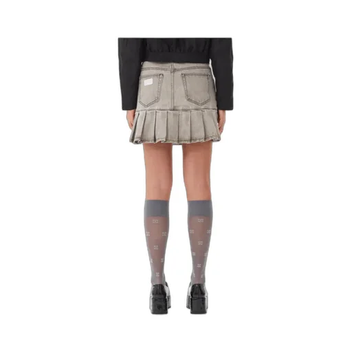 Future Denim Pleated Mini Skirt