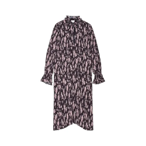 Floral Printed Pleated Georgette Midi Dress