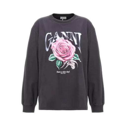 Rose Printed Long-Sleeved Sweatshirt