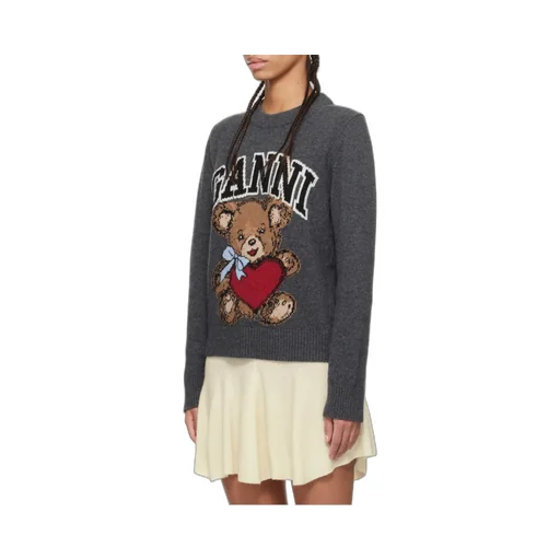 Sweater With Colorful Bear Motif