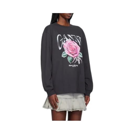 Rose Printed Long-Sleeved Sweatshirt