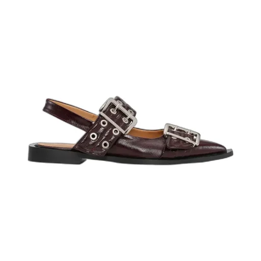 Pointed Toe Buckle Ballerinas
