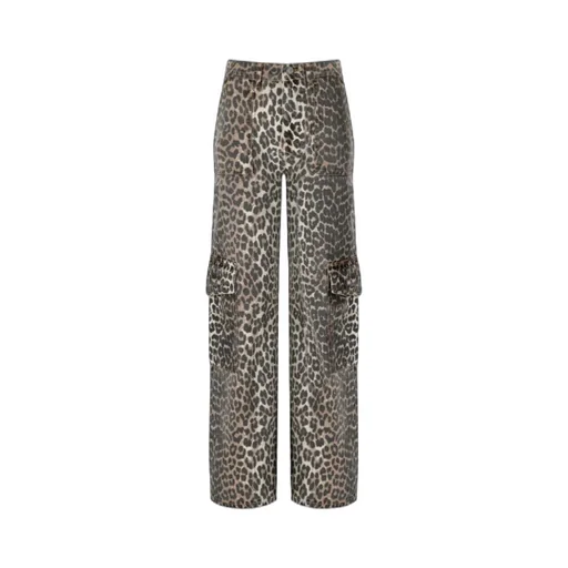 Leopard Printed Straight Leg Jeans