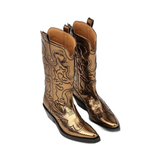 Cubsan Heel Metallic-Effect Western Boots