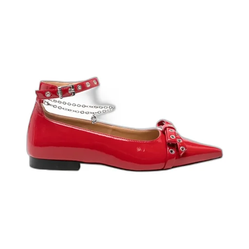 Bow-Detail Ankle Strapped Ballet Flats
