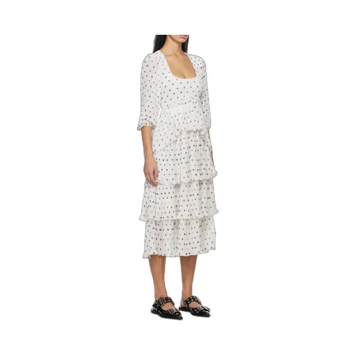 All-Over Printed Three-Quarter-Sleeved Midi Dress