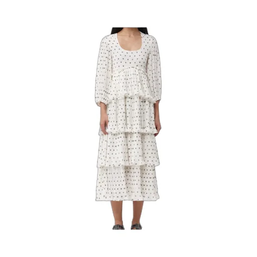 All-Over Printed Three-Quarter-Sleeved Midi Dress