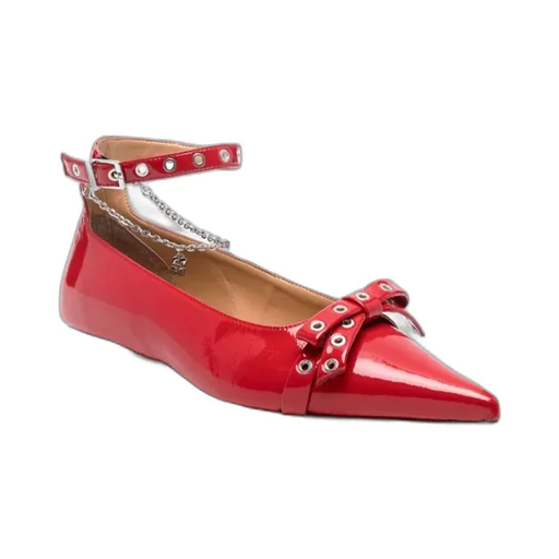Bow-Detail Ankle Strapped Ballet Flats