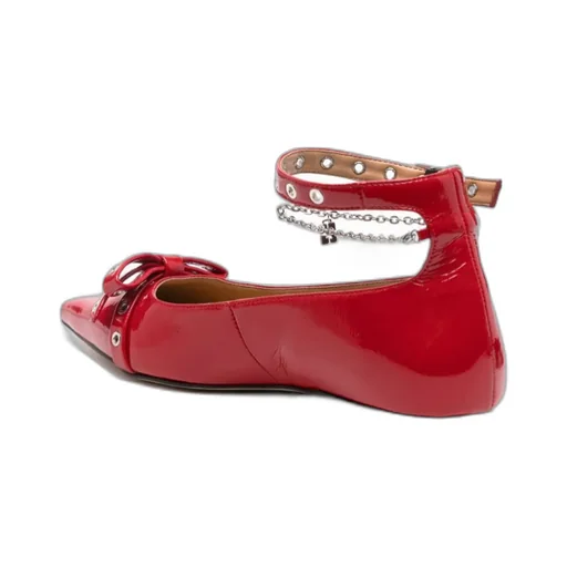 Bow-Detail Ankle Strapped Ballet Flats