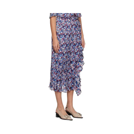 Floral-Printed Ruffled Midi Skirt