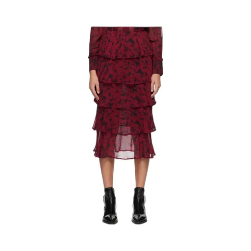 Abstract Ruffled Midi Skirt