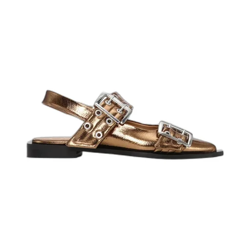 Metallic Effect Buckle Ballerinas