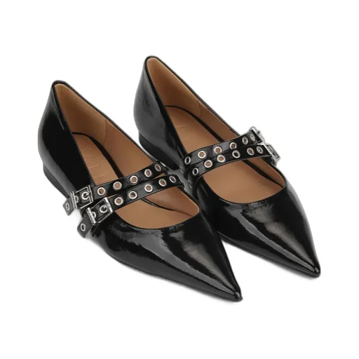 Pointed-Toe Eyelets Ballerinas