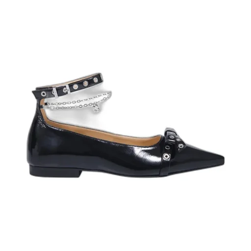 Bow-Detailed Ankle Strap Ballet Flats