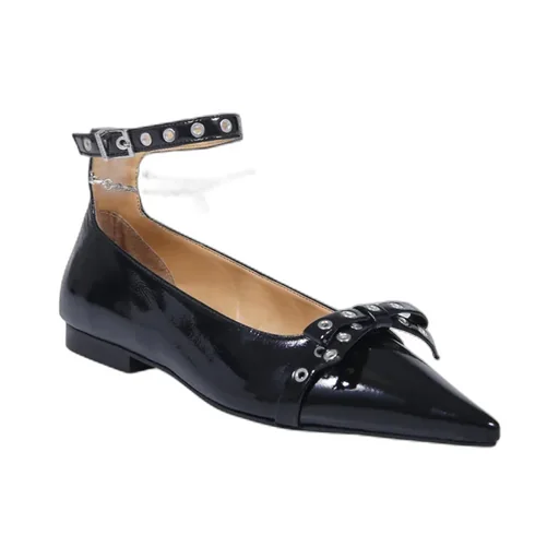 Bow-Detailed Ankle Strap Ballet Flats