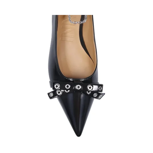 Bow-Detailed Ankle Strap Ballet Flats