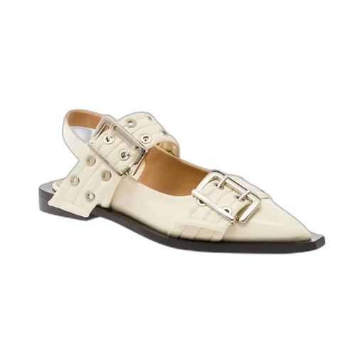 Pointed Buckles Ballet Flats