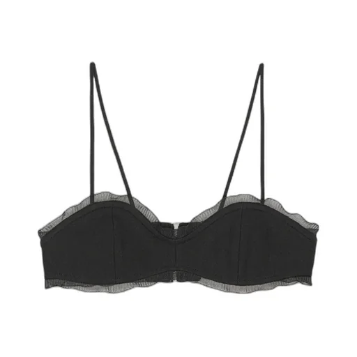 Lace-Trim Sweetheart Neck Cropped Top