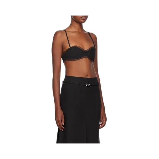 Lace-Trim Sweetheart Neck Cropped Top