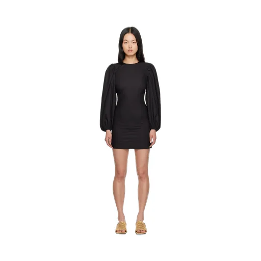 Puff Sleeved Open Back Mini Dress