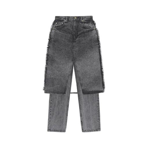 Snow Washed Denim Skirt Jeans
