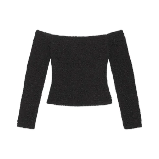 Cotton Poplin Off-Shoulder Smock Blouse