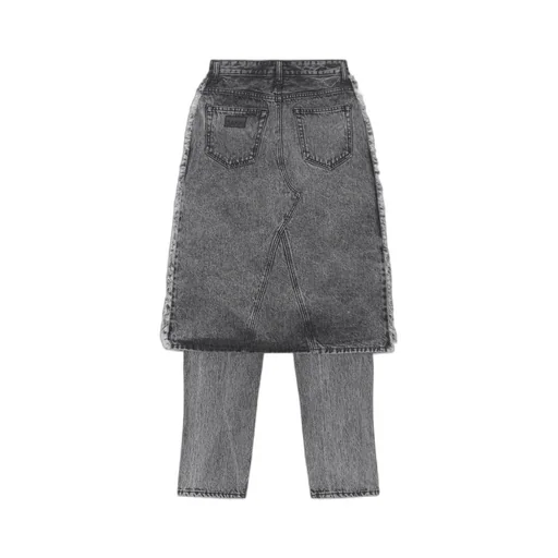 Snow Washed Denim Skirt Jeans