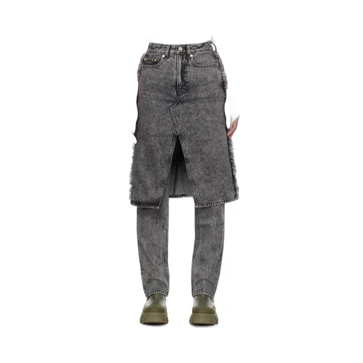 Snow Washed Denim Skirt Jeans