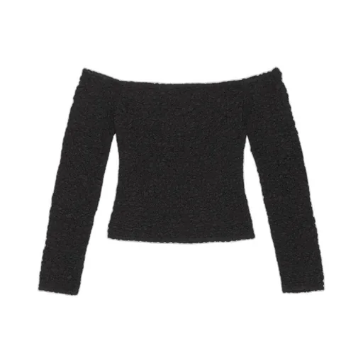 Cotton Poplin Off-Shoulder Smock Blouse