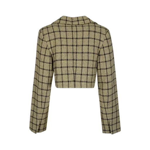 Checked Suiting Cropped Blazer