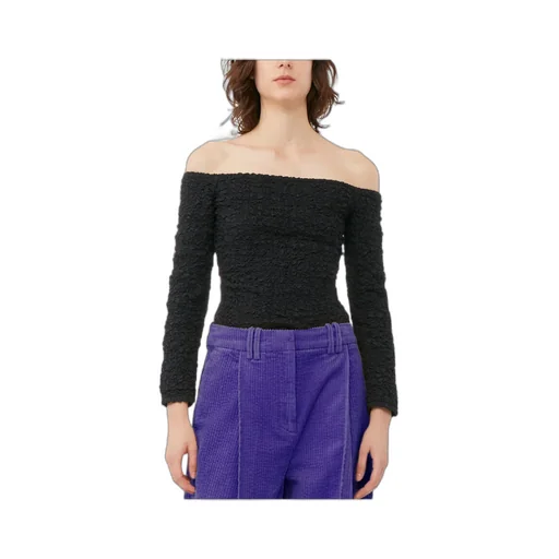 Cotton Poplin Off-Shoulder Smock Blouse