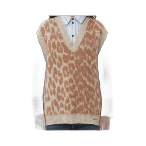 Leopard Jacquard Knitted Vest