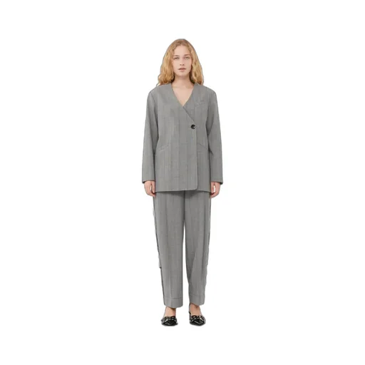 Grey Herringbone Suiting Blazer
