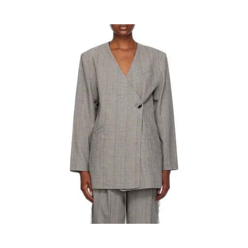 Grey Herringbone Suiting Blazer