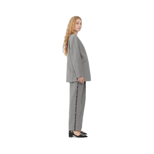 Grey Herringbone Suiting Blazer