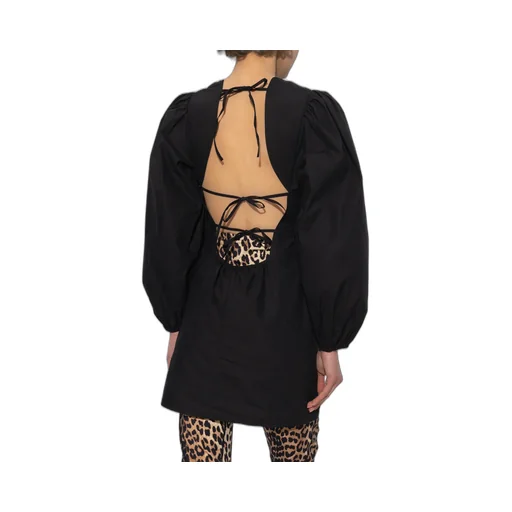 Puff Sleeved Open Back Mini Dress