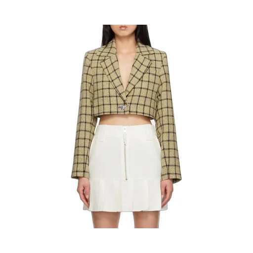 Checked Suiting Cropped Blazer