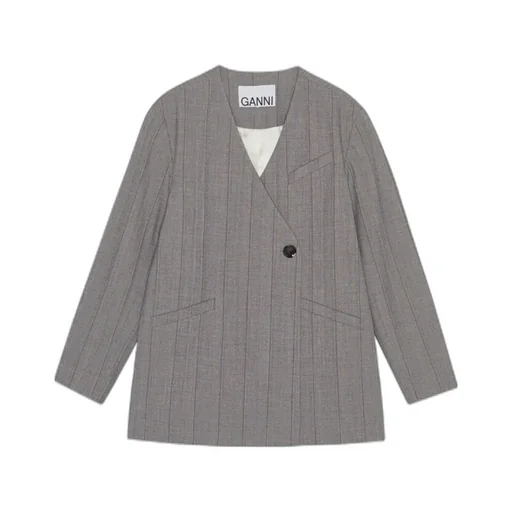 Grey Herringbone Suiting Blazer